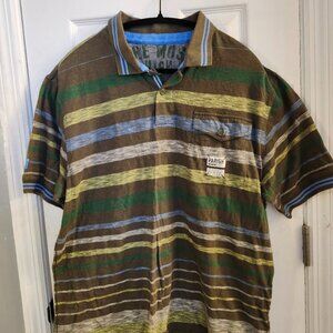 Mens Size 2XL Parish "The Most High" Green Striped Polo Shirt